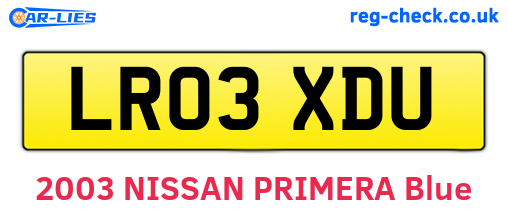 LR03XDU are the vehicle registration plates.