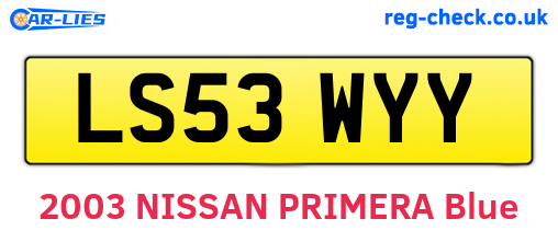 LS53WYY are the vehicle registration plates.