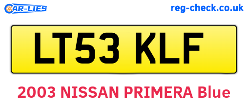 LT53KLF are the vehicle registration plates.