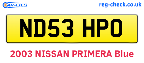 ND53HPO are the vehicle registration plates.