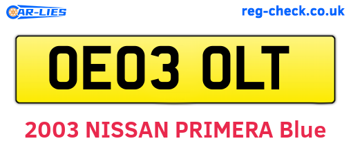 OE03OLT are the vehicle registration plates.