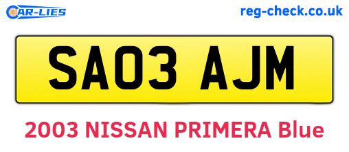 SA03AJM are the vehicle registration plates.