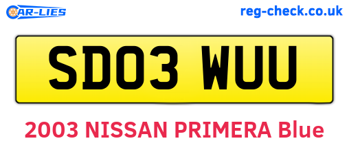 SD03WUU are the vehicle registration plates.