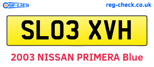 SL03XVH are the vehicle registration plates.