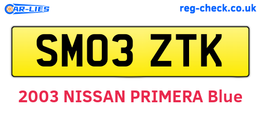 SM03ZTK are the vehicle registration plates.
