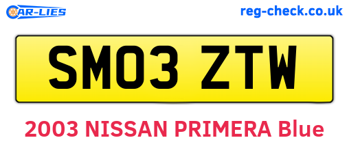 SM03ZTW are the vehicle registration plates.