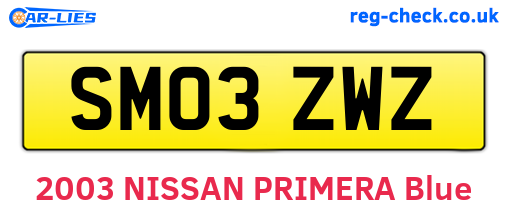 SM03ZWZ are the vehicle registration plates.