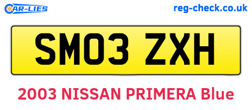SM03ZXH are the vehicle registration plates.