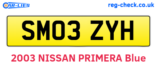 SM03ZYH are the vehicle registration plates.
