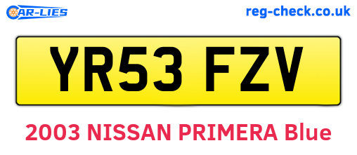 YR53FZV are the vehicle registration plates.