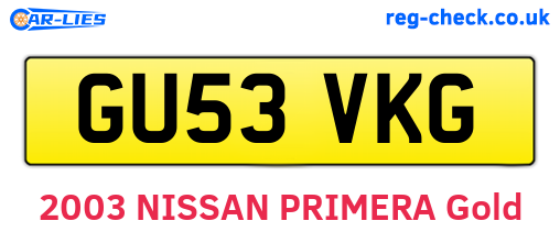 GU53VKG are the vehicle registration plates.