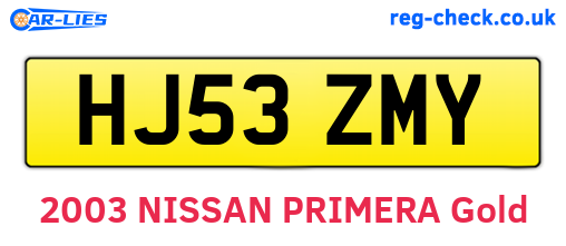 HJ53ZMY are the vehicle registration plates.