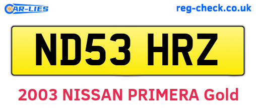 ND53HRZ are the vehicle registration plates.