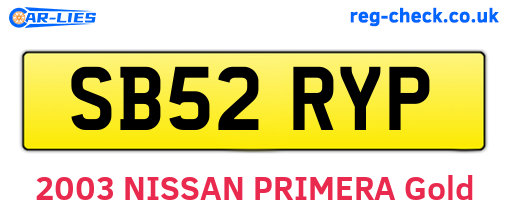 SB52RYP are the vehicle registration plates.