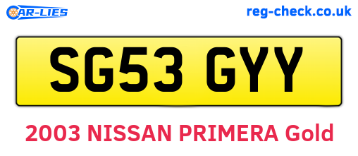 SG53GYY are the vehicle registration plates.