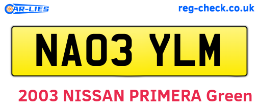 NA03YLM are the vehicle registration plates.