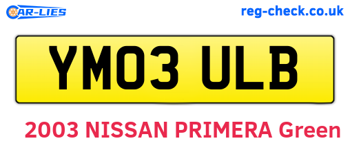 YM03ULB are the vehicle registration plates.