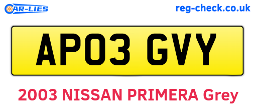 AP03GVY are the vehicle registration plates.