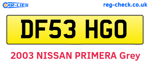 DF53HGO are the vehicle registration plates.