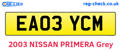 EA03YCM are the vehicle registration plates.