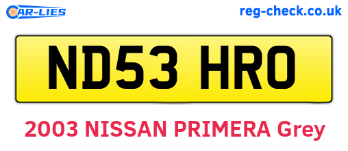 ND53HRO are the vehicle registration plates.