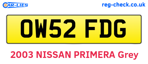 OW52FDG are the vehicle registration plates.