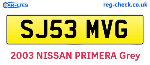 SJ53MVG are the vehicle registration plates.