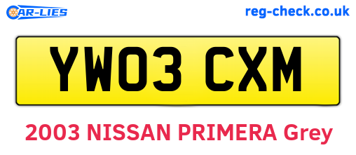 YW03CXM are the vehicle registration plates.
