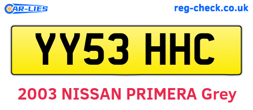 YY53HHC are the vehicle registration plates.