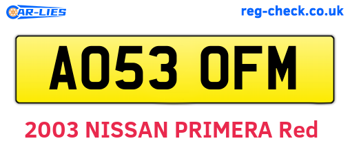 AO53OFM are the vehicle registration plates.