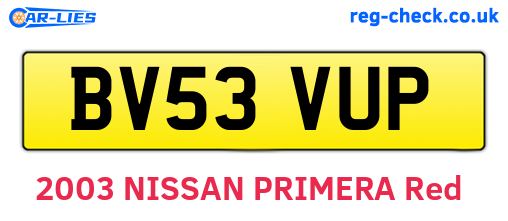 BV53VUP are the vehicle registration plates.