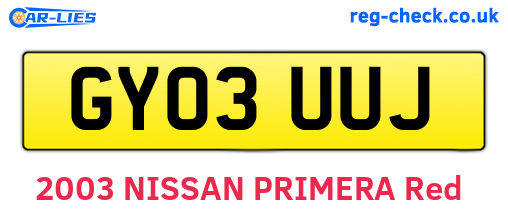 GY03UUJ are the vehicle registration plates.