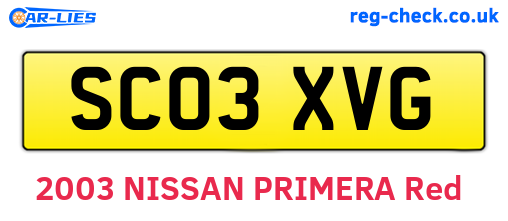 SC03XVG are the vehicle registration plates.