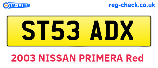 ST53ADX are the vehicle registration plates.