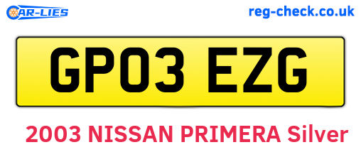 GP03EZG are the vehicle registration plates.