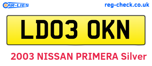 LD03OKN are the vehicle registration plates.