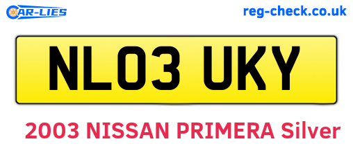 NL03UKY are the vehicle registration plates.
