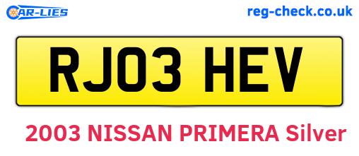RJ03HEV are the vehicle registration plates.