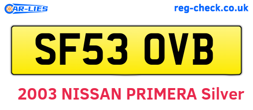 SF53OVB are the vehicle registration plates.