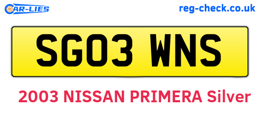 SG03WNS are the vehicle registration plates.