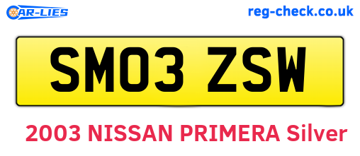 SM03ZSW are the vehicle registration plates.
