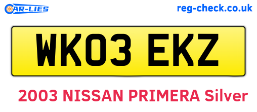 WK03EKZ are the vehicle registration plates.