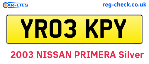 YR03KPY are the vehicle registration plates.