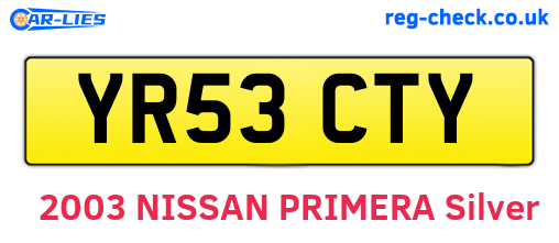 YR53CTY are the vehicle registration plates.