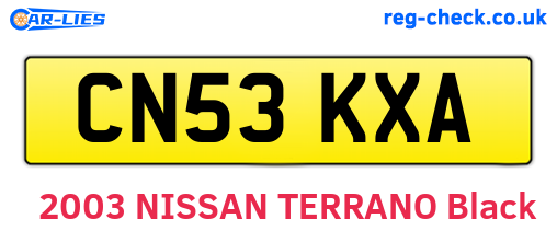 CN53KXA are the vehicle registration plates.