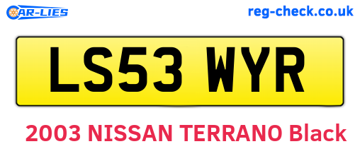 LS53WYR are the vehicle registration plates.