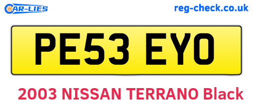 PE53EYO are the vehicle registration plates.