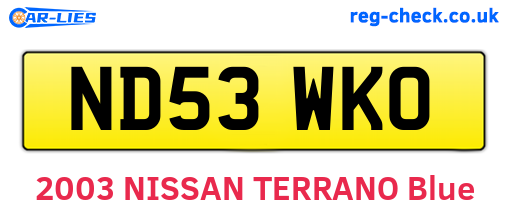 ND53WKO are the vehicle registration plates.