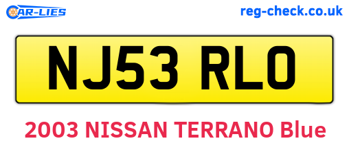 NJ53RLO are the vehicle registration plates.