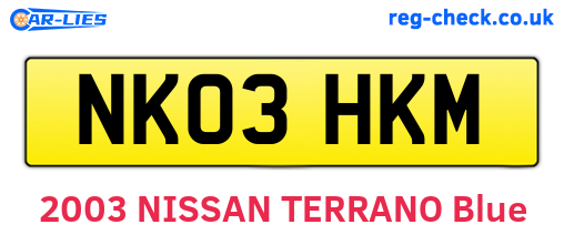 NK03HKM are the vehicle registration plates.